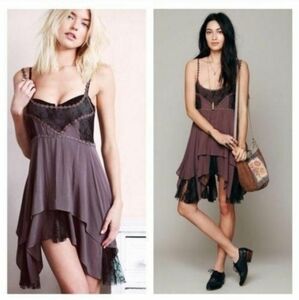 Free People Wisteria Pieced Trapeze Lace Slip Dress